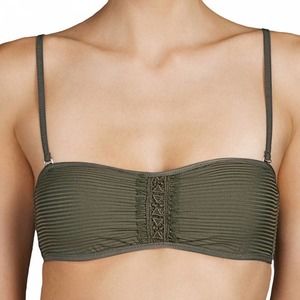 ANDRES SARDA | Bandeau Bikini Top Ribbed Padded Wireless Gold Clasp Womens 32C